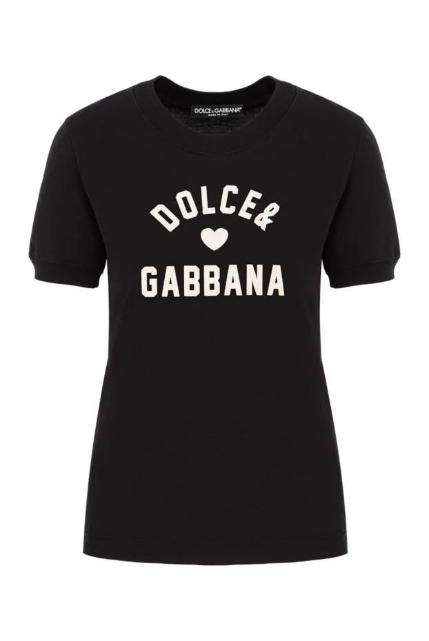 Women's black T-shirt with lettering and a heart symbol - photo 1