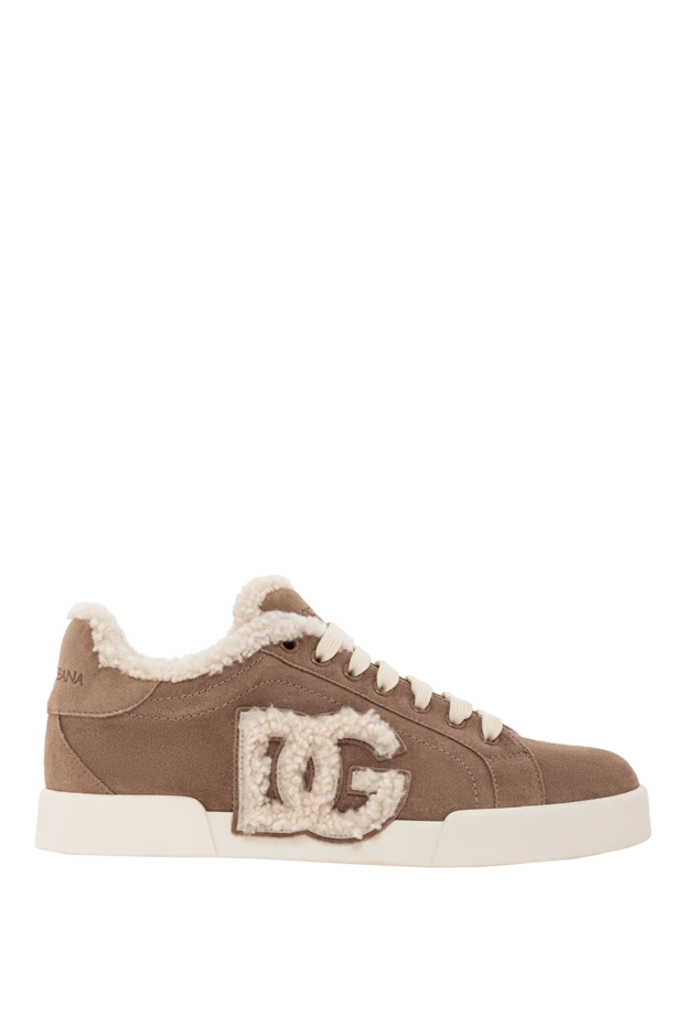 Сникеры Portofino Light из телячьей кожи и овчины коричневые - фото 1