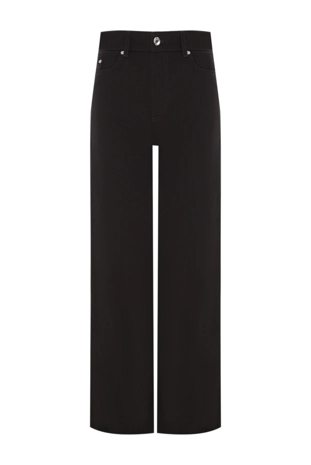 Black flared cotton gabardine trousers with logo patch - photo 1