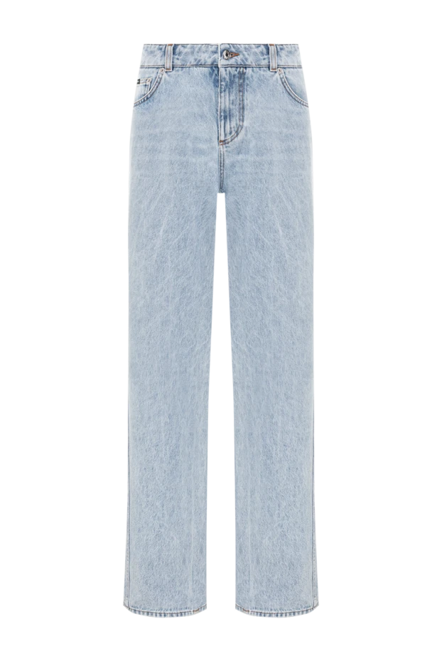 Ашық көк түсті жоғары белді түзу аяқты джинсы - фото 1