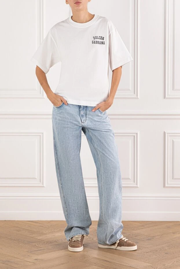 Dolce & Gabbana светло-голубые джинсы прямого кроя с высокой посадкой 190994 - фото 2