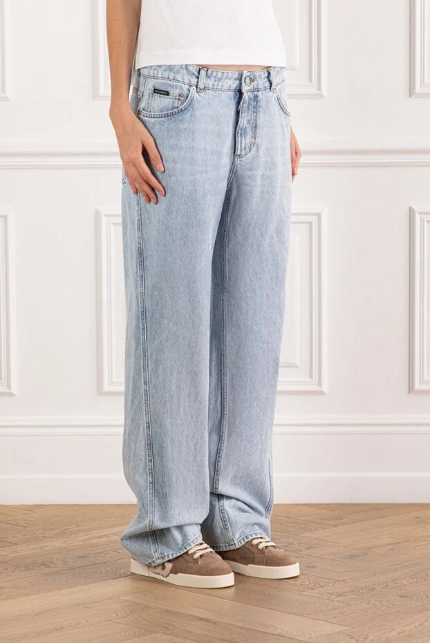 Dolce & Gabbana светло-голубые джинсы прямого кроя с высокой посадкой 190994 - фото 3