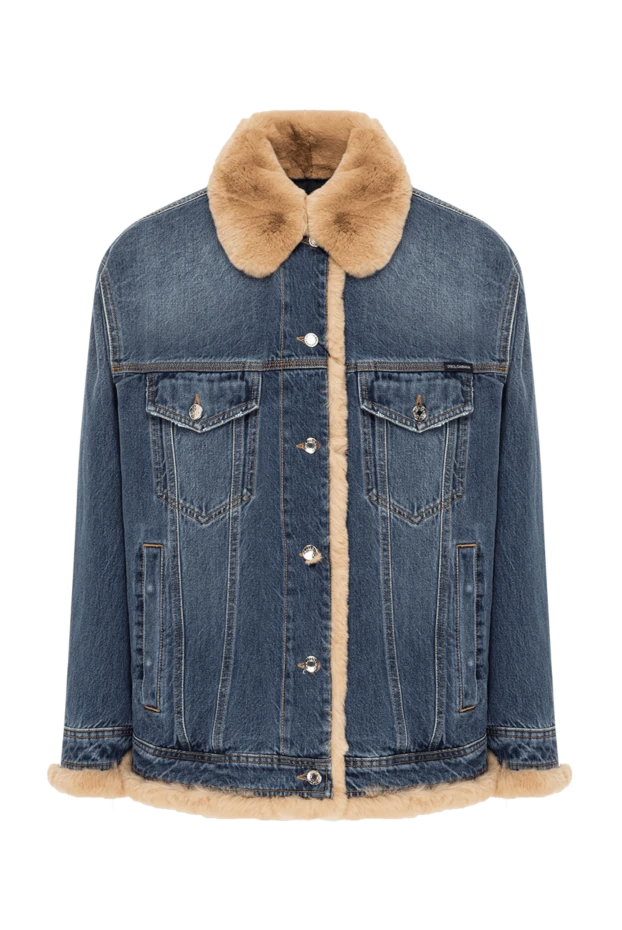 Джинсовая куртка на меху оверсайз с нагрудными карманами - фото 1