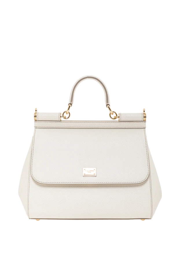 Large Sicily bag with short handles in white Dauphine calfskin - photo 1