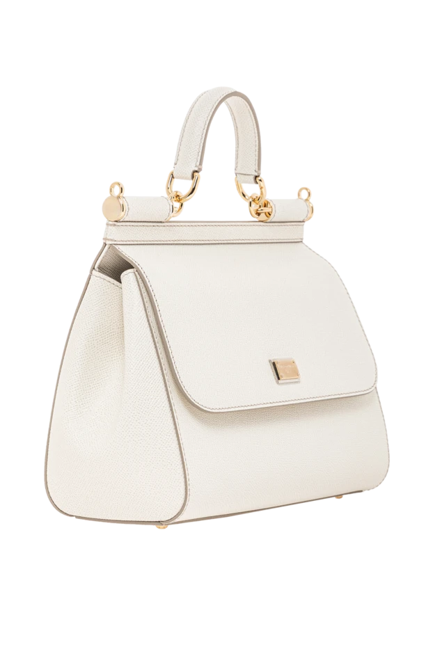 Dolce & Gabbana большая сумка sicily с короткой ручкой белая из телячьей кожи dauphine 190997 - фото 3