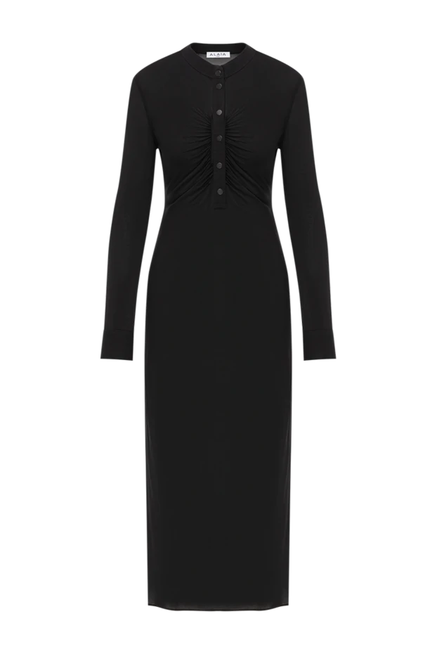 Қара түсті вискозды миди көйлек, кеудесі дөңес - фото 1