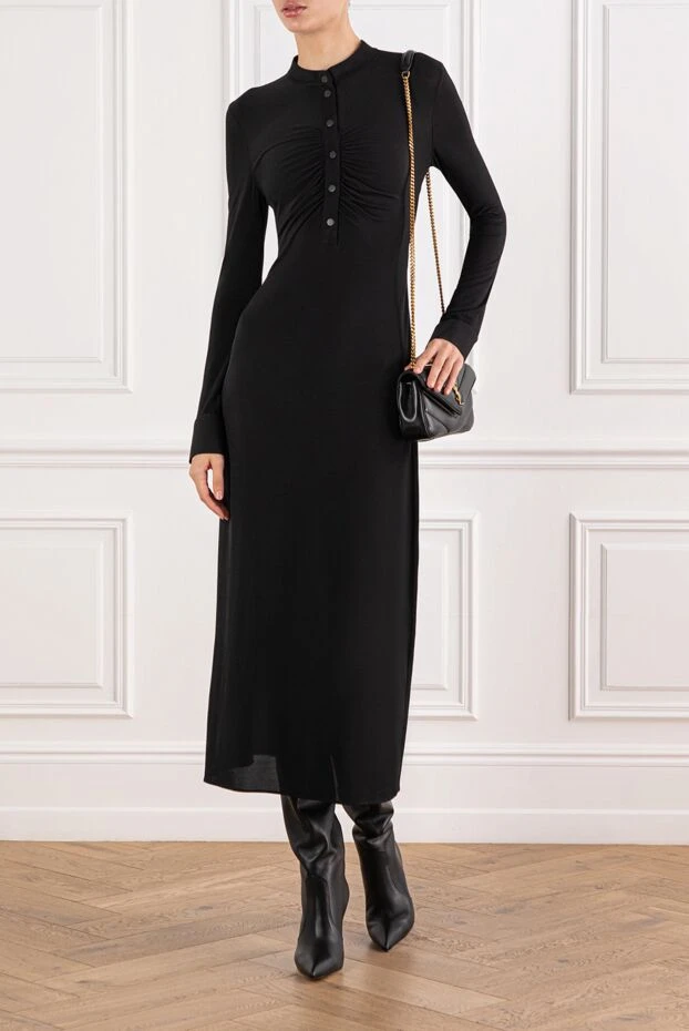 Alaia black viscose midi dress with draped chest 191002 - photo 2