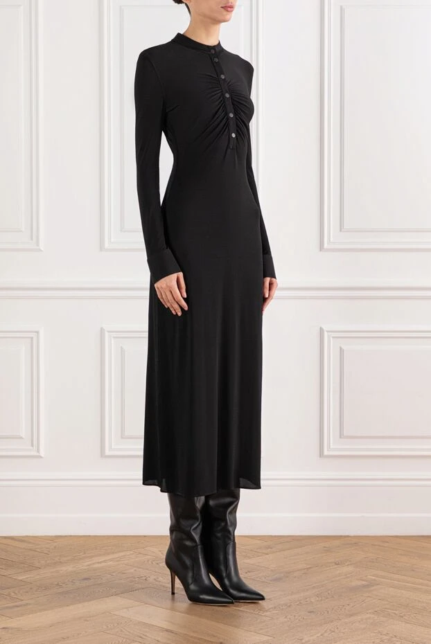 Alaia black viscose midi dress with draped chest 191002 - photo 3