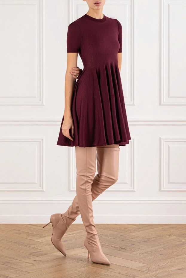 Alaia burgundy wool dress with a flared skirt 191003 - photo 2
