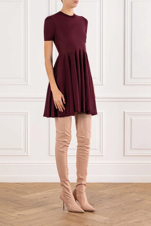 Alaia burgundy wool dress with a flared skirt 191003 - photo 3
