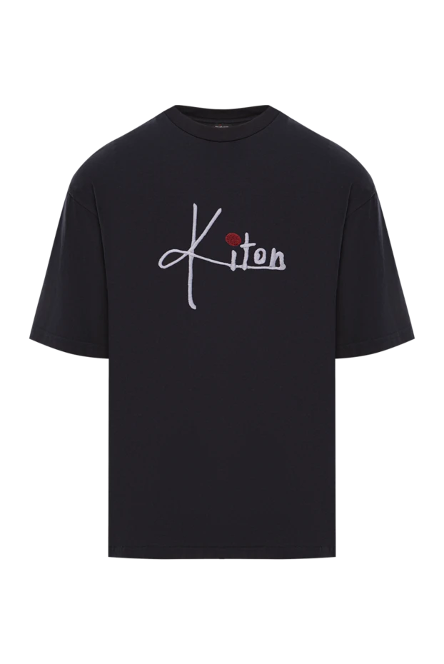 Футболка из хлопка глубокого чёрного цвета с объёмной вышивкой логотипа - фото 1