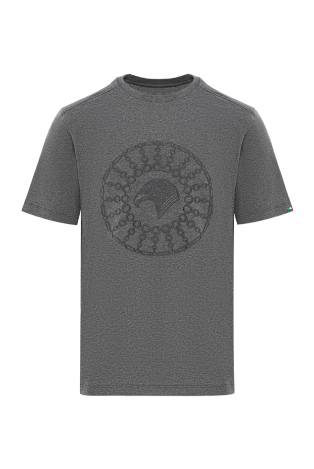 T-shirt made of melange cotton with a three-dimensional embossing on the chest - photo 1