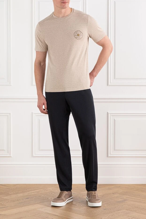 Stefano Ricci light beige soft cotton t-shirt with embroidery 191061 - photo 2
