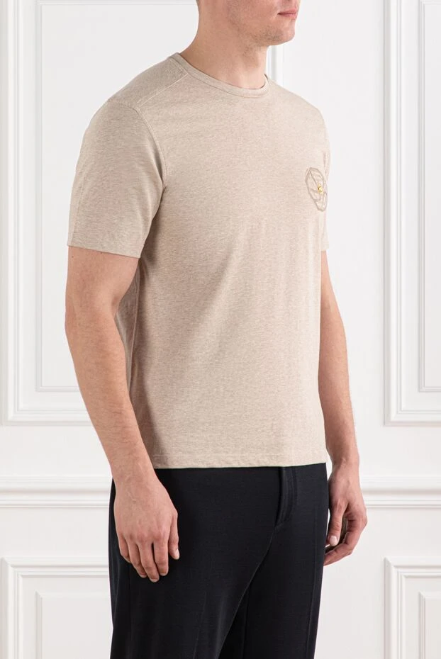 Stefano Ricci light beige soft cotton t-shirt with embroidery 191061 - photo 3