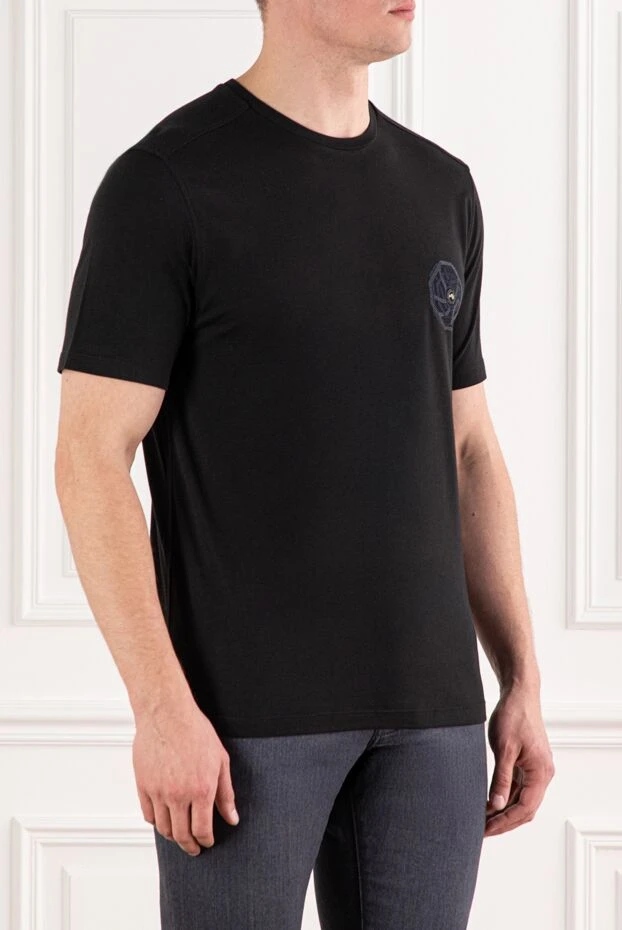 Stefano Ricci black cotton t-shirt with a patch on the chest 191063 - photo 3