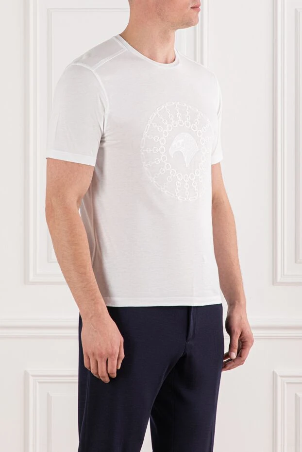 Stefano Ricci white cotton t-shirt with 3d embossing at the center 191064 - photo 3