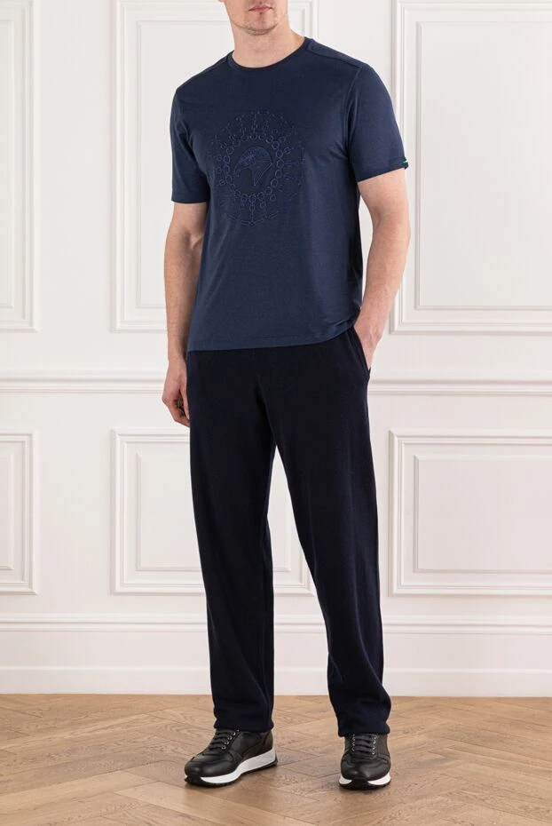 Stefano Ricci blue cotton and modal t-shirt with a raised pattern
 191068 - photo 2