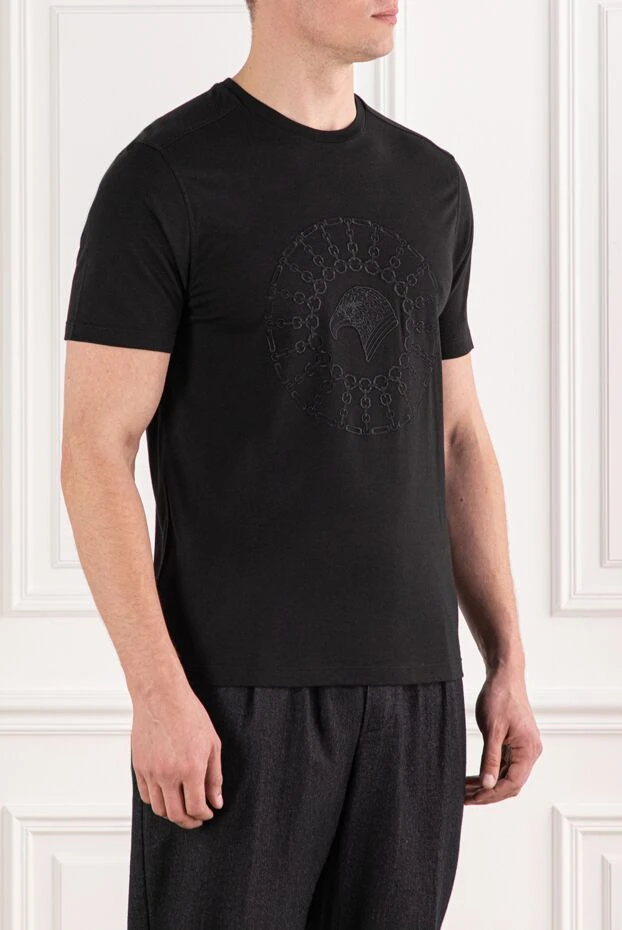 Stefano Ricci black cotton and modal t-shirt with embroidery 191069 - photo 3