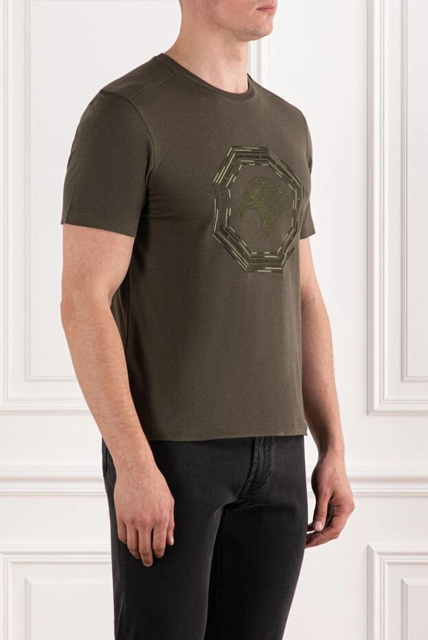 Stefano Ricci olive-colored t-shirt with 3d eagle embroidery 191070 - photo 3