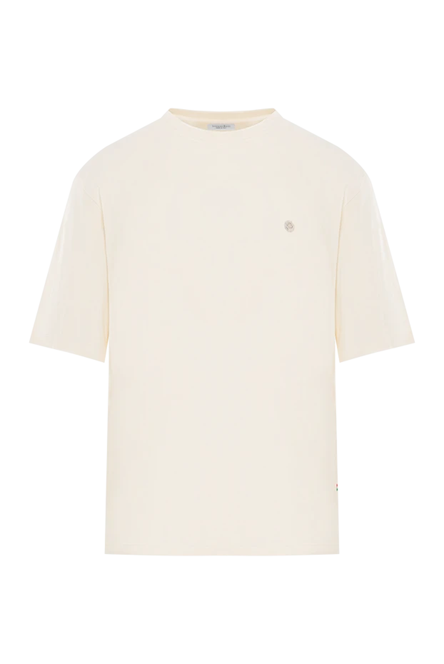 Milk-colored cotton T-shirt with embroidered logo
- photo 1