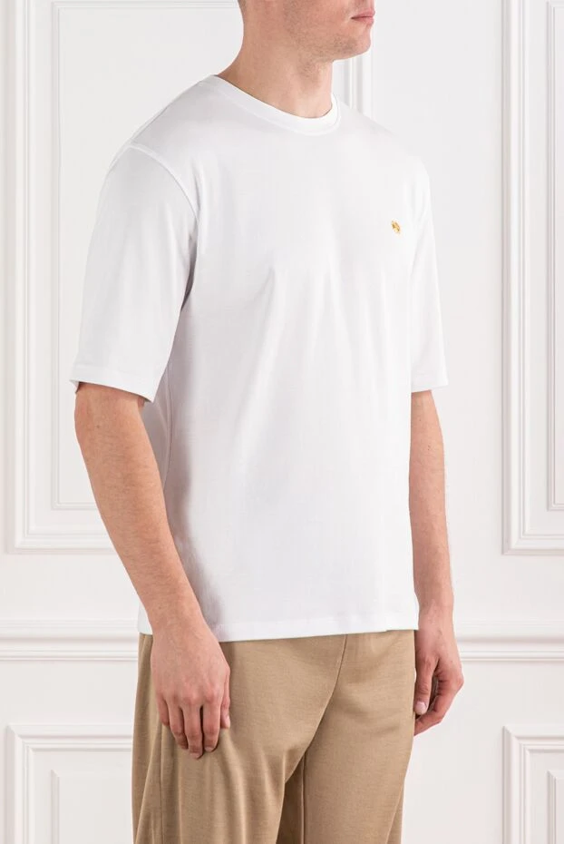 Stefano Ricci white cotton t-shirt with a gold emblem on the chest 191077 - photo 3