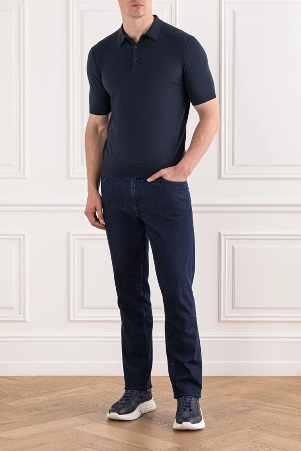 Cesare di Napoli поло из тонкого хлопка в насыщенном синем оттенке
 191110 - фото 2