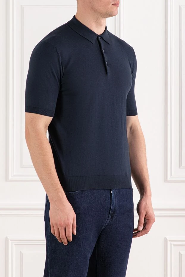 Cesare di Napoli поло из тонкого хлопка в насыщенном синем оттенке
 191110 - фото 3