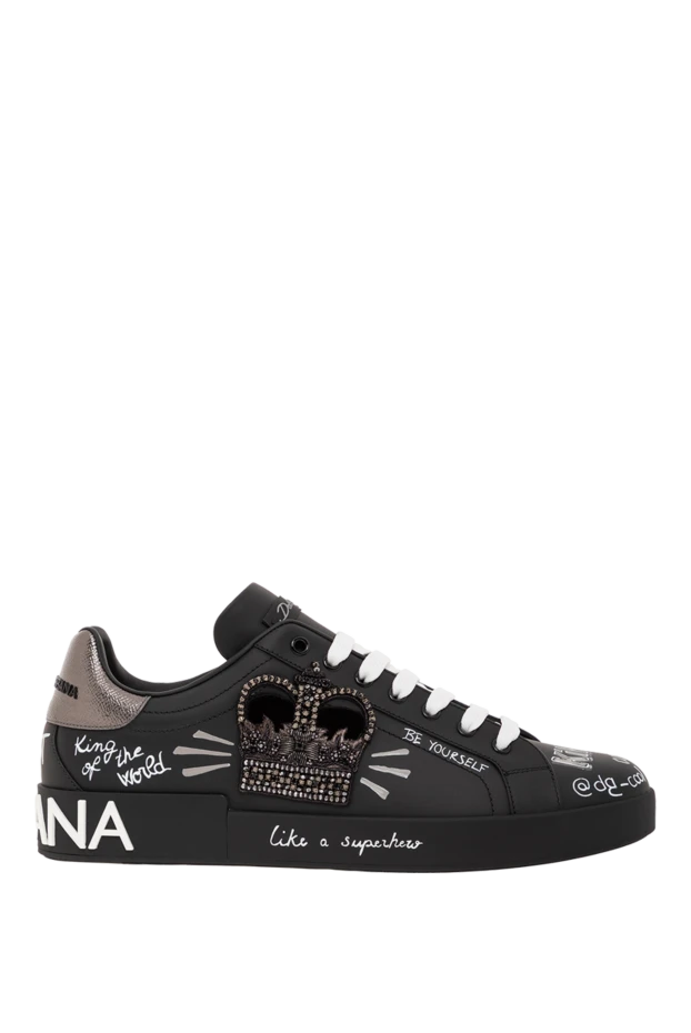 Portofino sneakers in black calfskin with digital printing - photo 1
