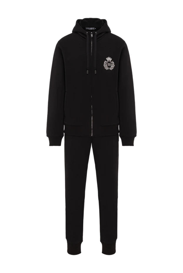 Капюшоны бар қара мақта ерлерге арналған костюм - фото 1