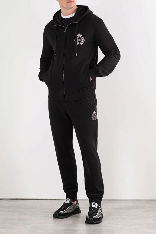 Dolce & Gabbana прогулочный костюм из хлопка с капюшоном мужской черный 191120 - фото 2