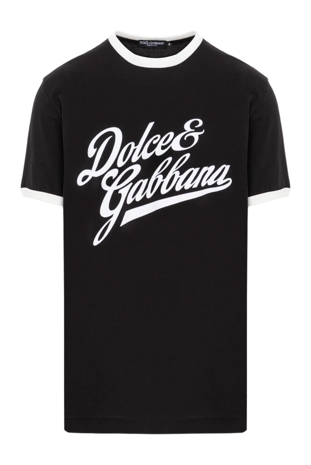 Black cotton T-shirt with a large white print - photo 1