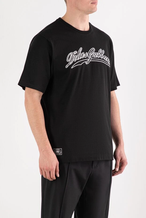 Dolce & Gabbana футболка черная хлопковая с объемной вышивкой логотипа 191125 - фото 3