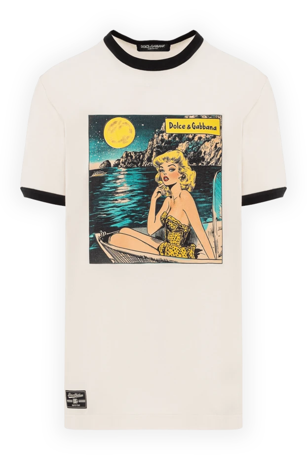 Футболка белая хлопковая с принтом в стиле комикс - фото 1