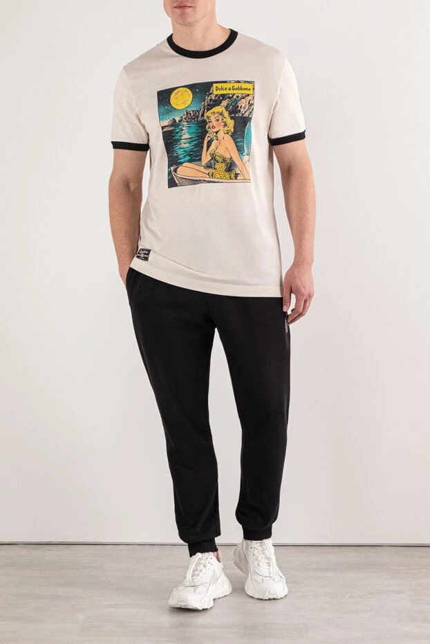 Футболка белая хлопковая с принтом в стиле комикс - фото 2