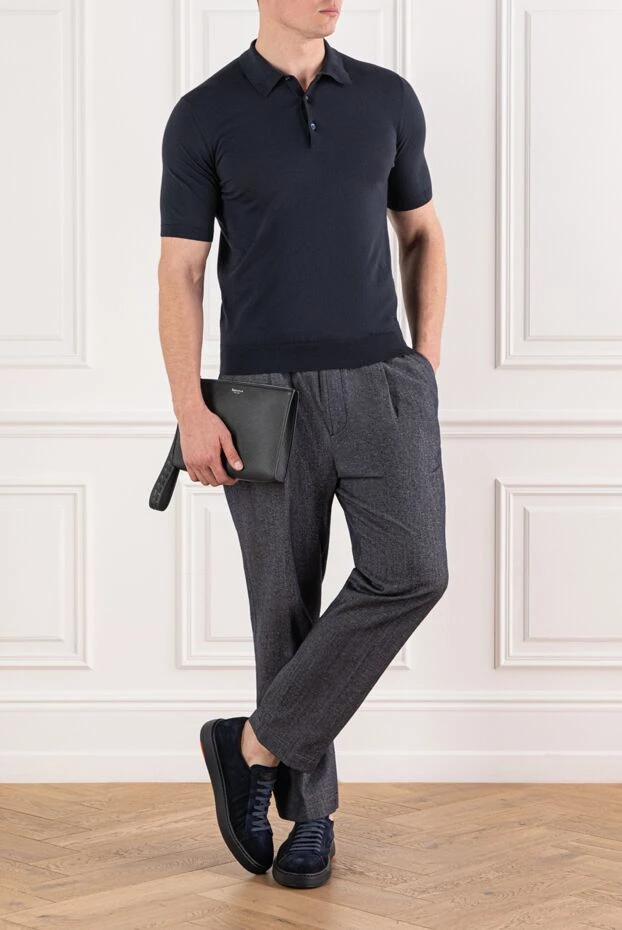 Қою көк мақтадан жасалған жейде поло көйлек
 - фото 2