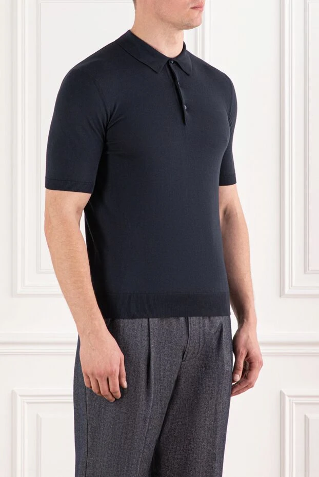 Cesare di Napoli трикотажное поло из хлопка тёмно-синего цвета
 191127 - фото 3