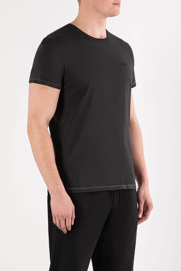 Balmain жоғары сапалы мақтадан тігілген минималистік қара футболка 191128 - фото 3