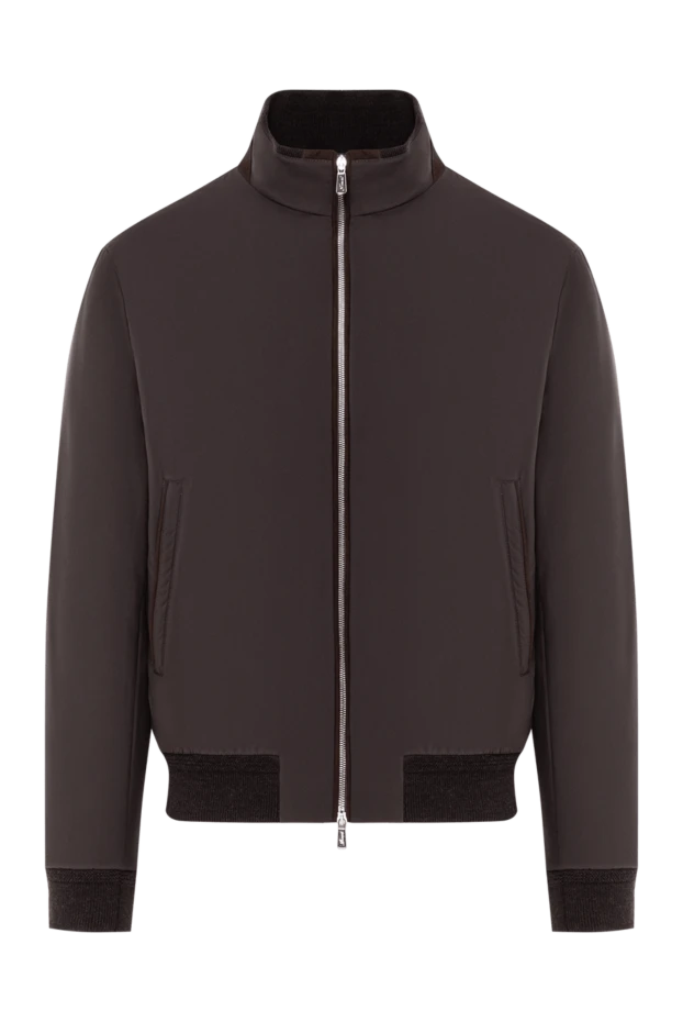 Темно-коричневая куртка-бомбер с высоким воротником
- фото 1
