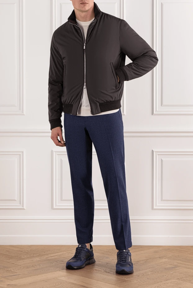 Lenoci dark brown bomber jacket with a high collar
 191132 - photo 2