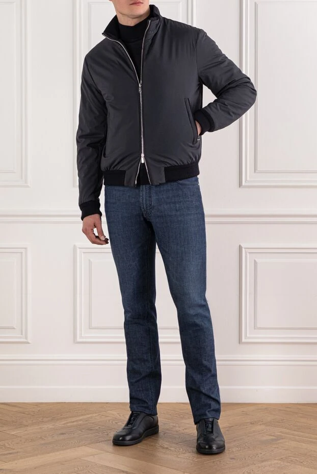 Lenoci blue bomber jacket with a high collar
 191133 - photo 2