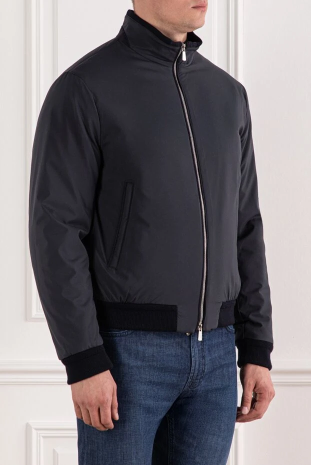 Lenoci blue bomber jacket with a high collar
 191133 - photo 3