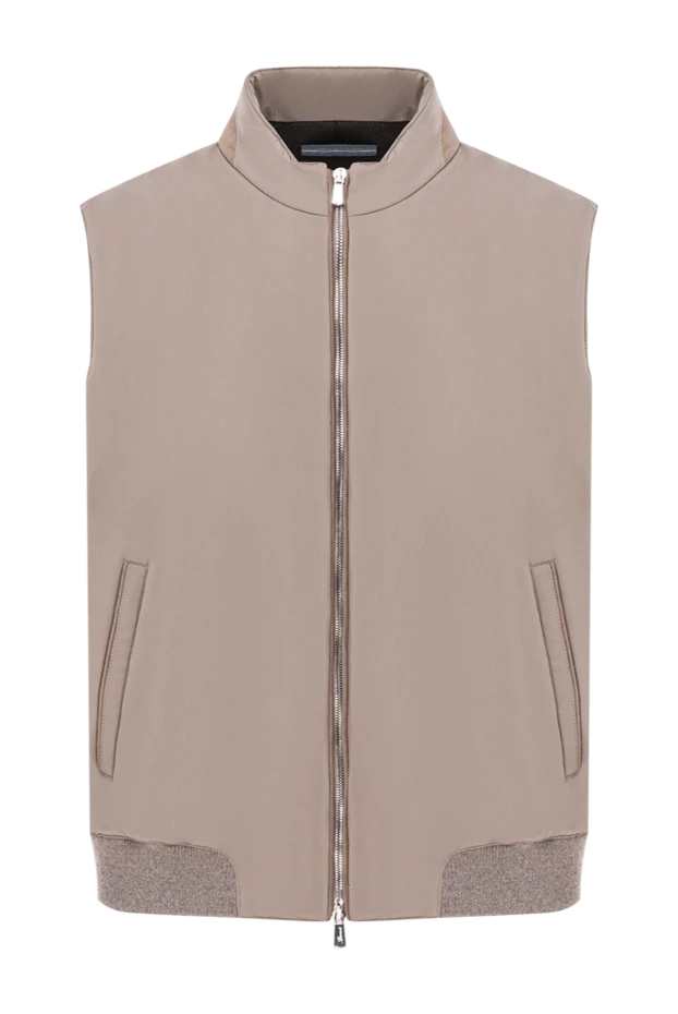Минималистичный бежевый жилет в гладком исполнении - фото 1