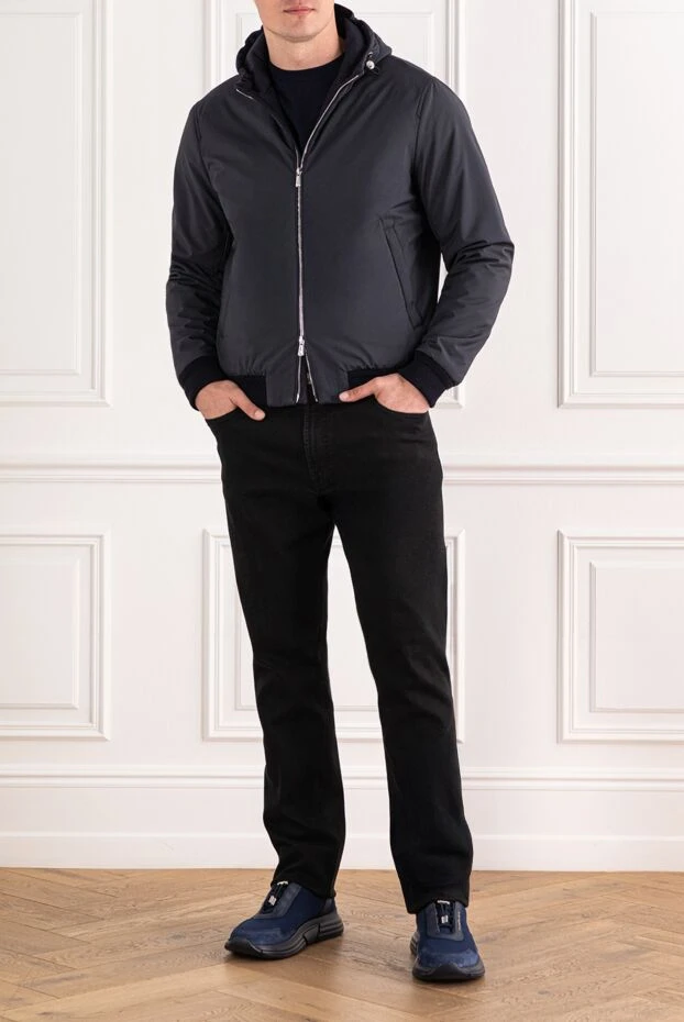 Lenoci dark grey bomber jacket with hood and metal hardware 191137 - photo 2