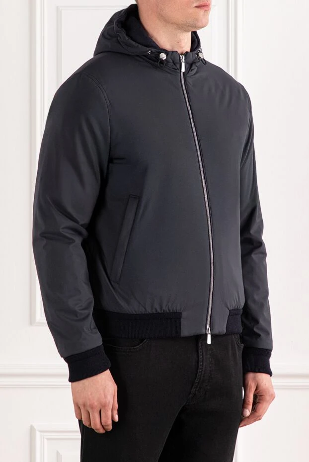Lenoci dark grey bomber jacket with hood and metal hardware 191137 - photo 3