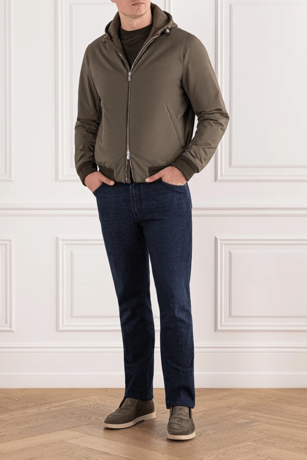 Lenoci a beige and olive jacket with a minimalist cut 191139 - photo 2