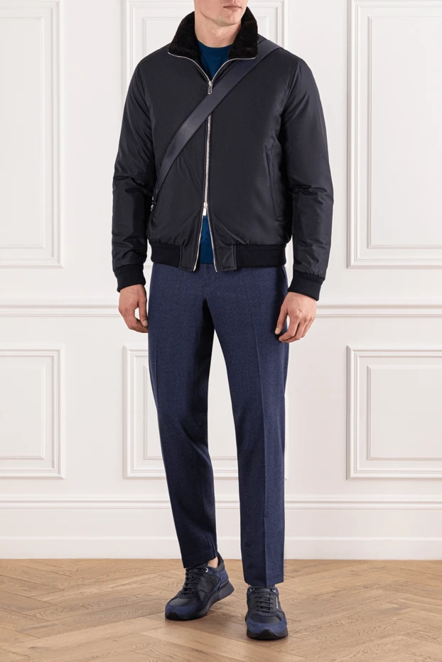 Lenoci blue jacket made of thick nylon with a fur interior. 191140 - photo 3