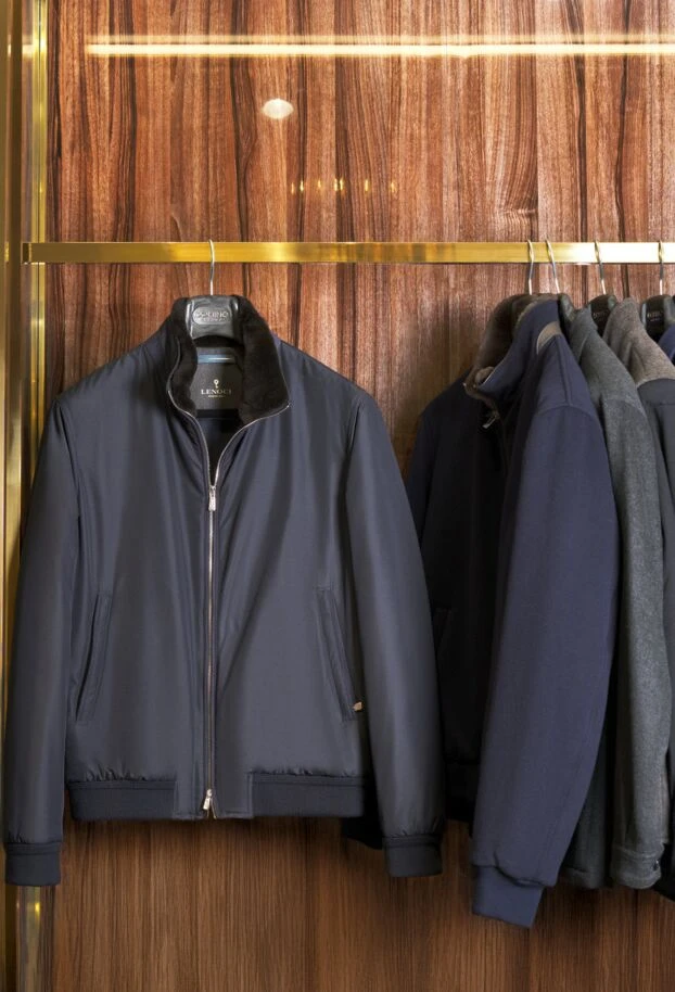 Lenoci blue jacket made of thick nylon with a fur interior. 191140 - photo 2