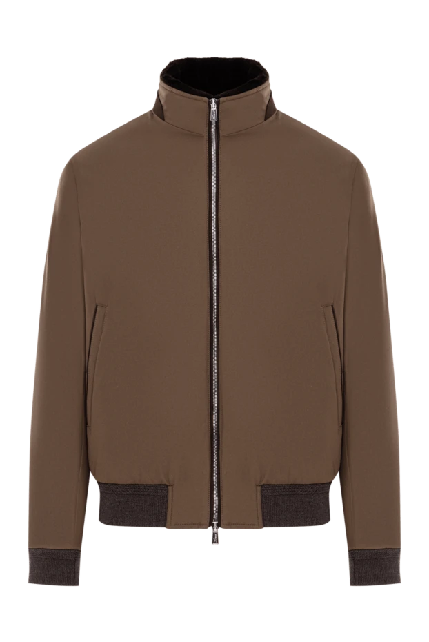 Men's jacket made of thick material with soft fur trim - photo 1