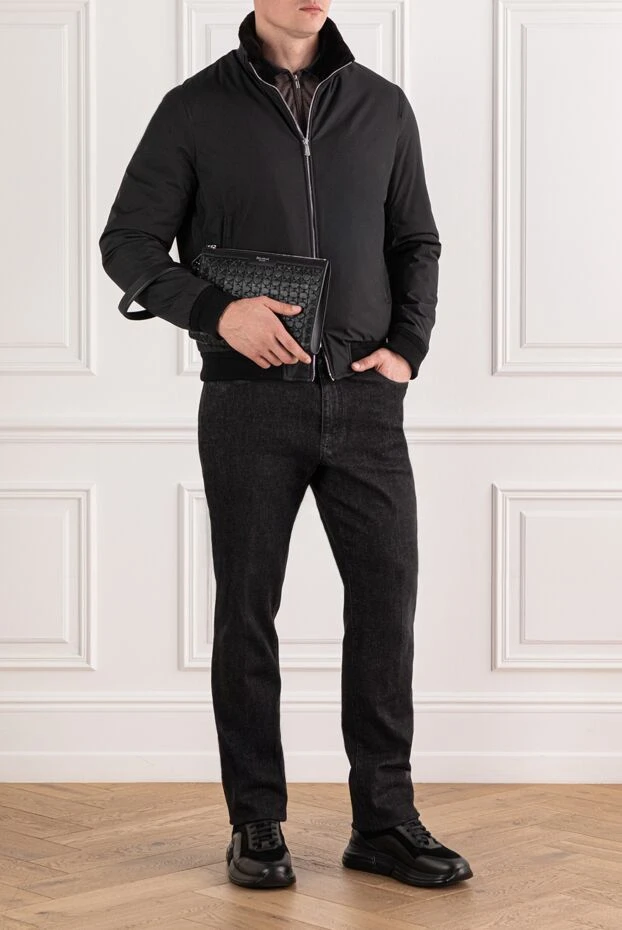 Lenoci men's black jacket with soft fur trim 191142 - photo 2