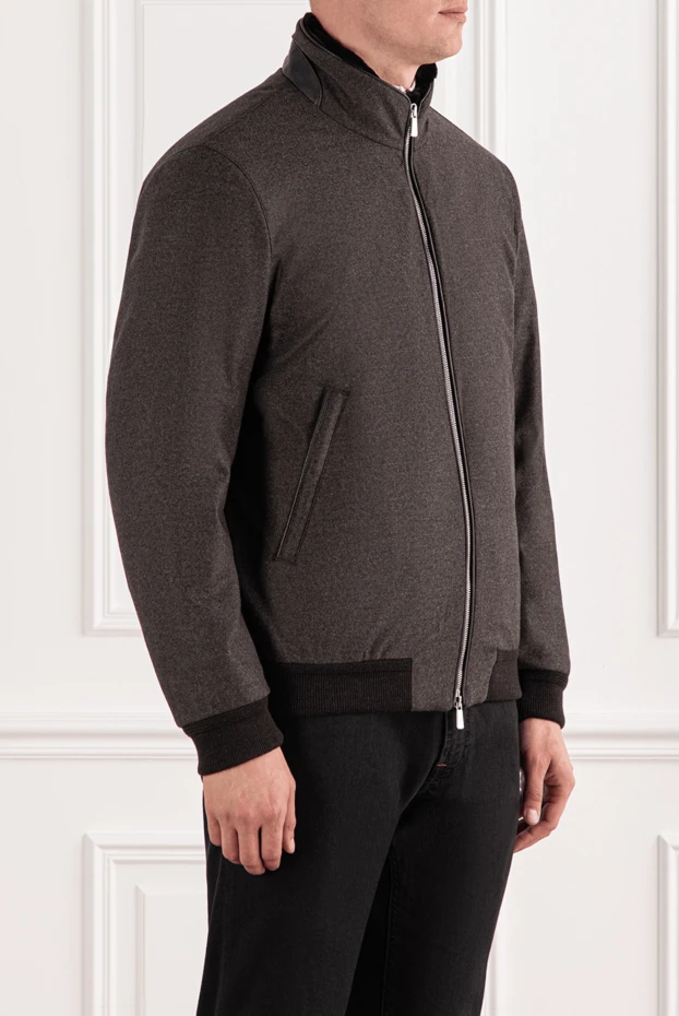 Lenoci men's brown jacket with fur collar trim 191143 - photo 3